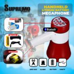Supremo Handheld Lithium Battery Megaphone 3.7V 20 Watts SMP-V06-20W Talk/Play/Siren/USB/TF Cards/Record/Bluetooth