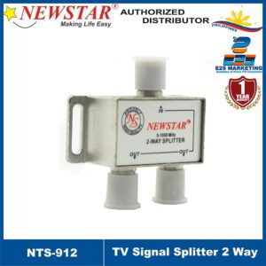 Newstar TV Signal Splitter 2 Way 5-1000MHz w/ Connectors (Silver) NTS-912