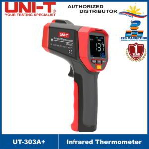 UNI-T UT303A+ Industrial Infrared Thermometer 20:1 D:S ratio, Adjustable emissivity 0.1~1.0, ±1.5℃ temperature measurement accuracy, User defined visual and Audio Alarm, High contrast EBTN color display MAX/MIN/AVG/DIFF/Hold modes UT-303A+