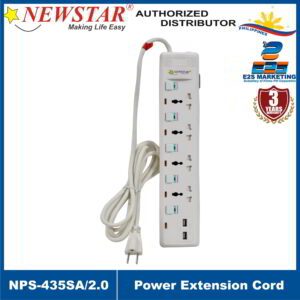 Newstar Powerstrip 4 Universal Sockets & 2 USB Ports  w/ Individual Switches (2 Meters) NPS-435SA/2.0