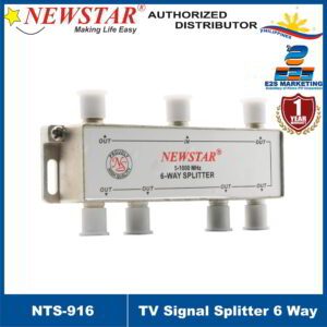 Newstar TV Signal Splitter 6 Way 5-1000MHz w/ Connectors NTS-916