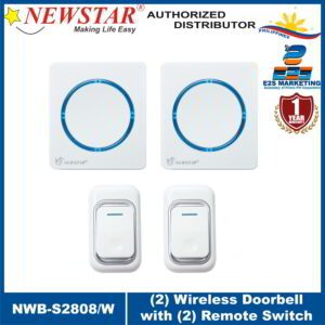 Newstar AC (2) Wireless Digital Doorbell with (2) Remote Switch 100 Meters Range NWB-S2808/W