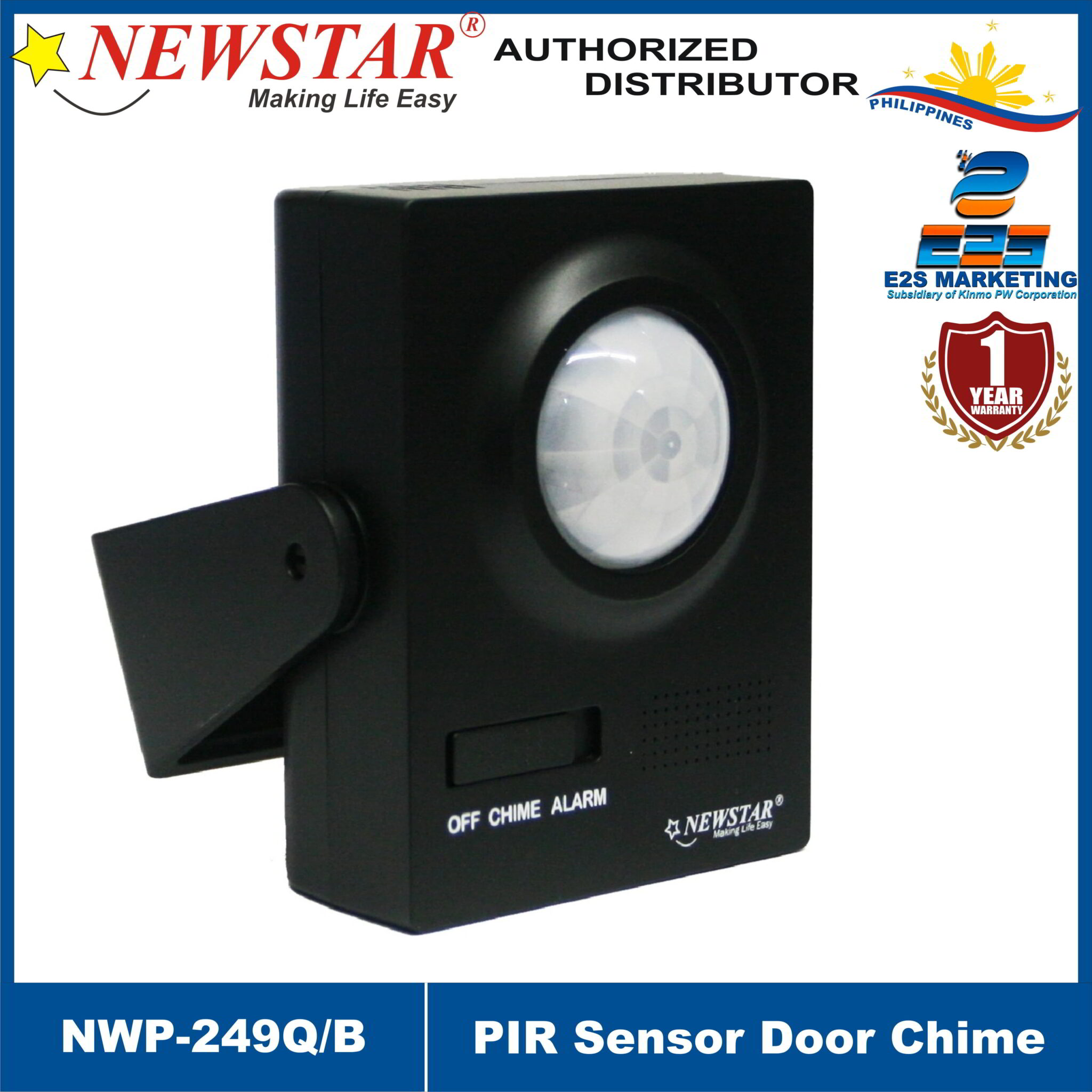 Newstar PIR Sensor Door Chime / Alarm (Black) NWP-249Q/B