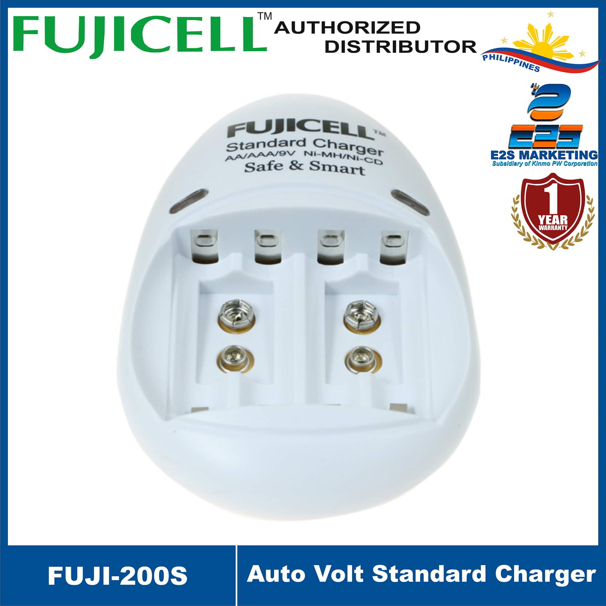 Fujicell Auto Volt Standard Charger for 2/4 AA, AAA & 9V NiMH/NiCD ...