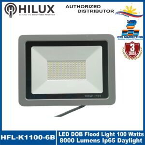 HiLux Slim-Type DOB Flood Light 100 Watts 80 Lumens/Watts IP65 Daylight HFL-K1100-6B 8000 Lumens (Grey)