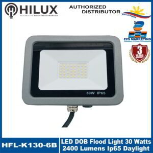 HiLux Slim-Type DOB Flood Light 30 Watts 80 Lumens/Watts IP65 Daylight HFL-K130-6B 2400 Lumens (Grey)