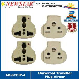 Newstar Universal Traveller Plug Aircon for Philippines 10A Max Package AD-6TC/P-4 (Off White/White)