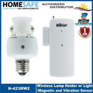 HomeSafe Wireless Lamp Holder with Light Sensor plus Magnetic and Vibration Sensor H-423RW2