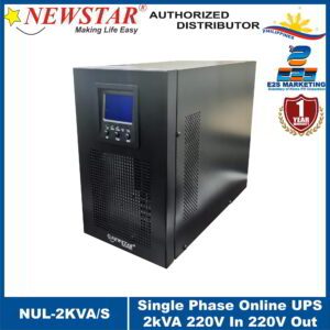 Newstar NUL-2KVA/S ONE (1) Online UPS 2KVA 220V Input 220V Output Double Conversion LCD Display
