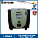 Supremo Relay AVR 500 Watts Eco Type High Protect Output Voltage is 220V±10% N-500VR/E