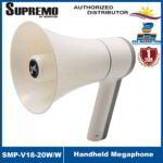 Supremo Handheld Megaphone 3.7V 20 Watts Talk/Play/Siren/USB/TF Cards/Record/Bluetooth SMP-V18-20W/WH